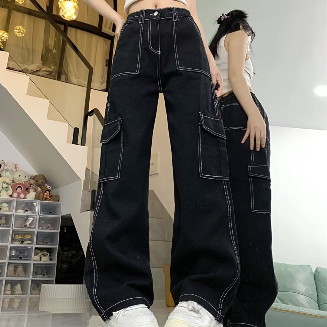 Women's Straight Loose Spring Wide-leg Jeans