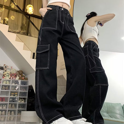 Women's Straight Loose Spring Wide-leg Jeans